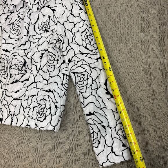 ALGO Women's Black and White Floral Jacket ~ L - Picture 13 of 14